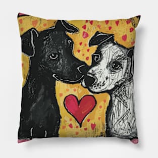 Canine Love 2024 Valentines Day Drawing Pillow