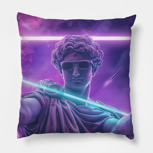 Vaporwave Greek God Pillow by Nightarcade