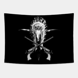 Long Horn Indian Style Skull Tapestry