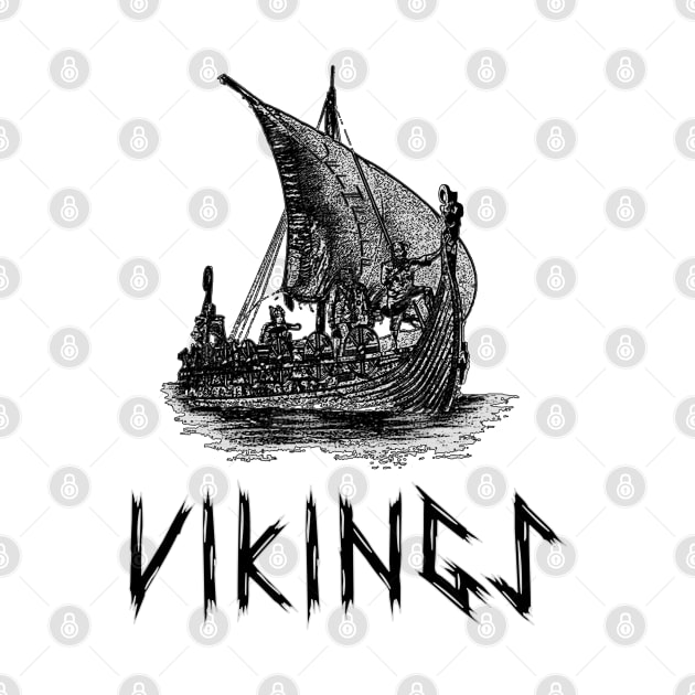 Vikings Valhalla Boat-Viking t-shirt by KrasiStaleva