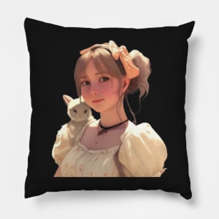 Beautiful Princess With her Cat Sticker Pillow