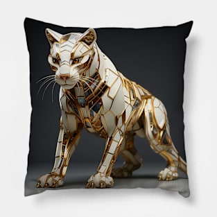 Golden Cougar Art Deco Style Pillow