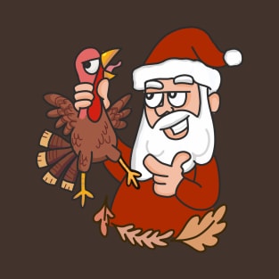 Thanksgiving Santa VS Turkey Fun Fun T-Shirt