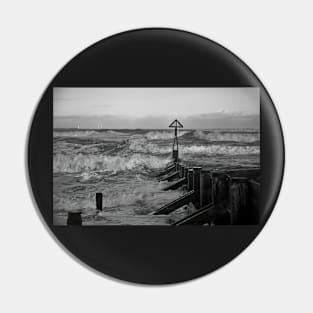 North Sea Storm in Black and White Pin