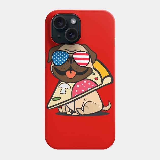 Pug Pizza USA Phone Case by Plushism