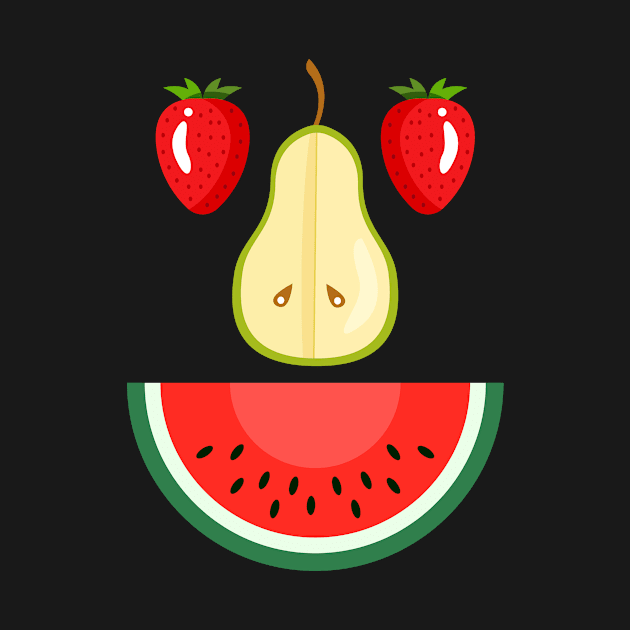 Strawberry Pear Water Melon Face Fruit by Humbas Fun Shirts