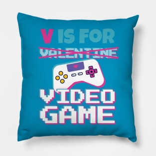 Funny Valentine V Is For Video Game - Retro Controller Pillow