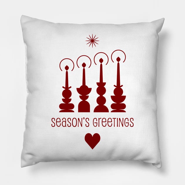 Traditional Christmas candlelights Finnish  retro style , the star, season’s Greetings. Pillow by marina63