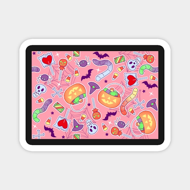 Halloween Candy on pink Magnet by FrostedSoSweet