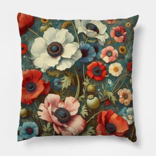 anemone and poppy flower pattern 4 Pillow