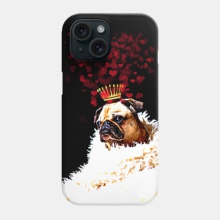 Pug with a crown of hearts, puppy love Phone Case