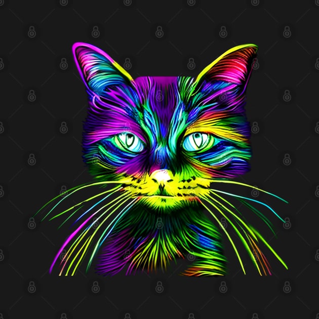 Cat Eyes Are Always Watching - Playful Colorful Cat by 1FunLife
