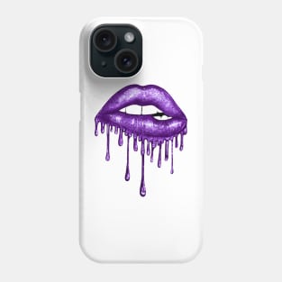 Dripping Deep Purple Lips Phone Case