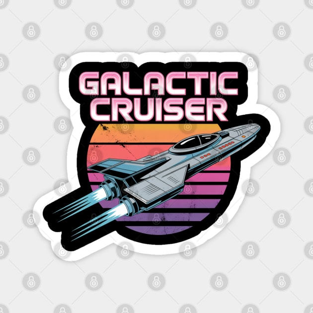 Retro 80s Galactic Cruiser Sci-Fi Magnet by UrbanLifeApparel
