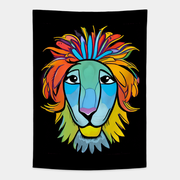 Funny Colorful Artistic Lion Head Art - Lion - Tapestry | TeePublic Funny Colorful Artistic Lion Head Art - Lion - Tapestry | TeePublic