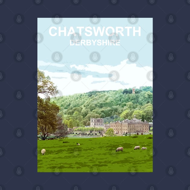 Chatsworth Derbyshire Peak District. Travel location poster by BarbaraGlebska