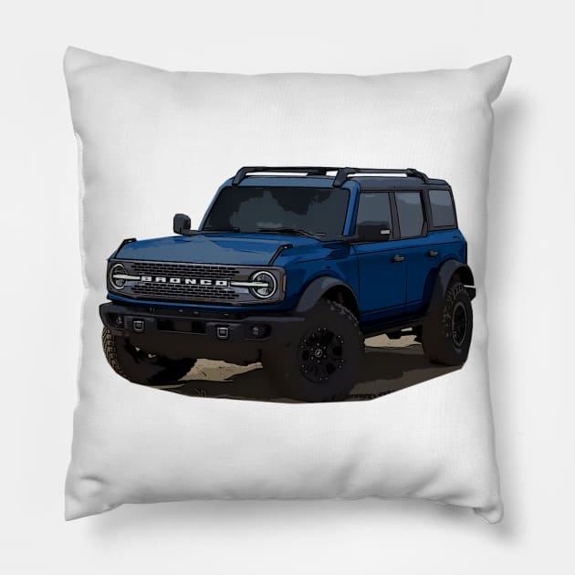 2021 Ford Bronco 4 Door Antimatter Blue Pillow by Woreth