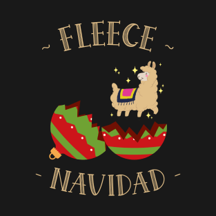 Fleece Navidad Christmas Llama T-Shirt