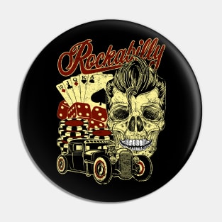 Rockabilly Gambling Skull Pin