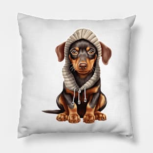 Winter Doberman Pinscher Dog Pillow