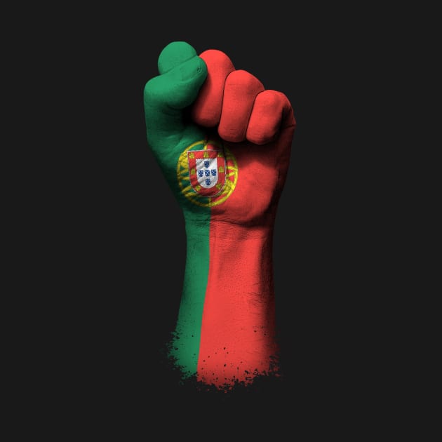 Flag of Portugal on a Raised Clenched Fist by jeffbartels