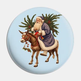 Olde German Father Christmas Riding A Donkey Cut Out Pin