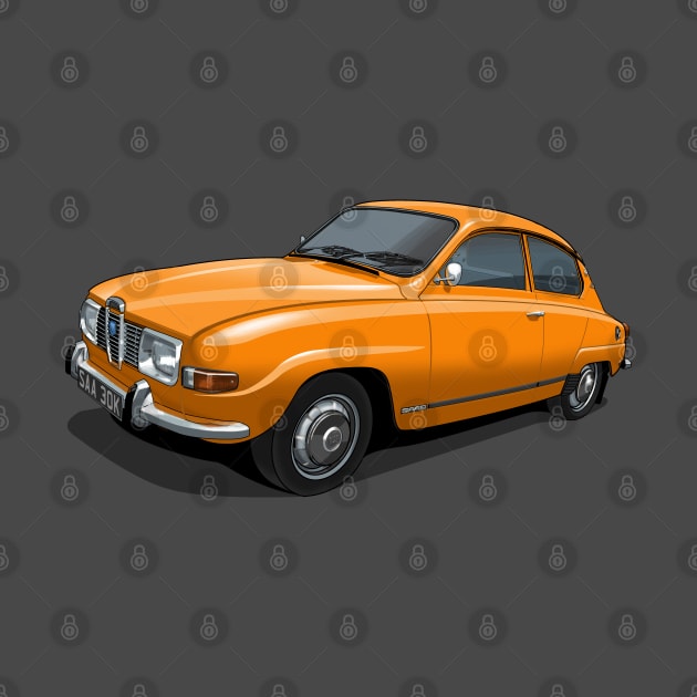 1971 Saab 96 saloon in orange by candcretro