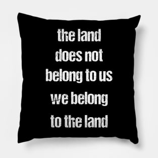 the land does not belong to us we belong to the land Pillow