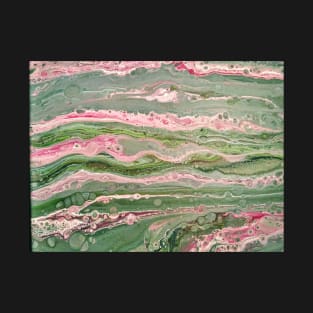 Pink and green striped pour T-Shirt