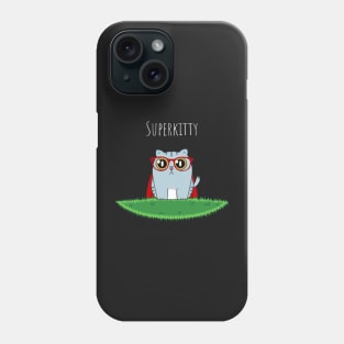 Superkitty Cute Cat with Glasses and Cape Phone Case