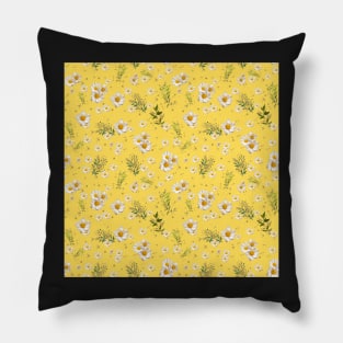 White Daisies Field Floral Yellow Pattern Garden Gerbera Pillow