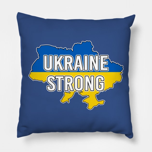 Ukraine Strong Ukrainian Flag Map Pillow by Scar