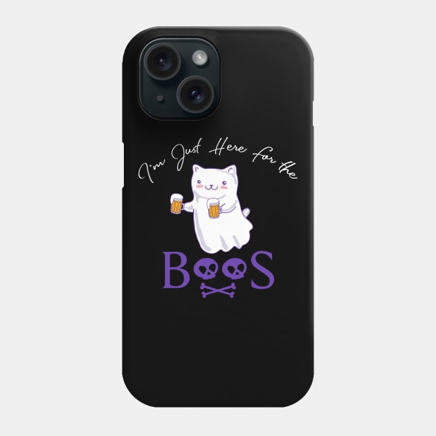 Cute Cat Ghost Halloween I'm Just Here For The Boos Phone Case by anubis1986