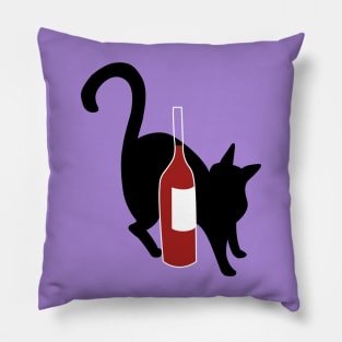 Red Wine & Black Cat Pillow