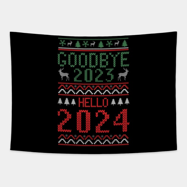 Goodbye 2023 Hello 2024 Tapestry by Crea8Expressions