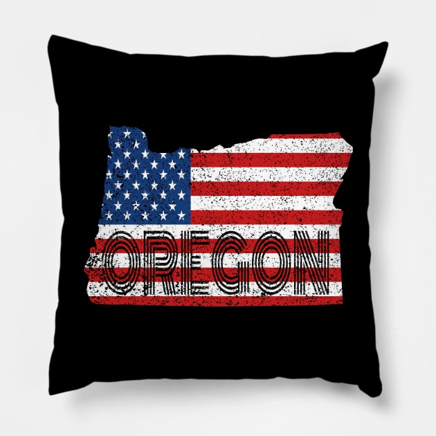 State Flag Of Oregon Vintage OR Map Gift Pillow by Grabitees