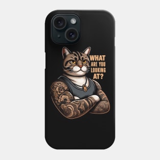 What Are You Looking At meme Tabby Cat Phone Case