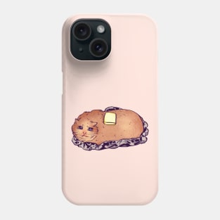 baked buttered potato sad cat meme Phone Case