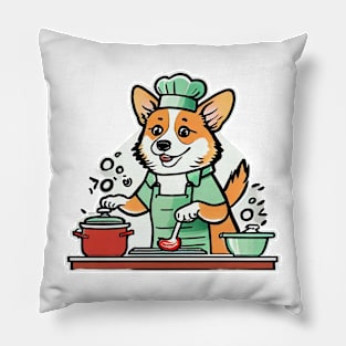 corgi cooking at home Pillow