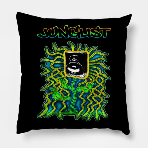 Junglist-Soundplant-Flouro Pillow by AutotelicArt