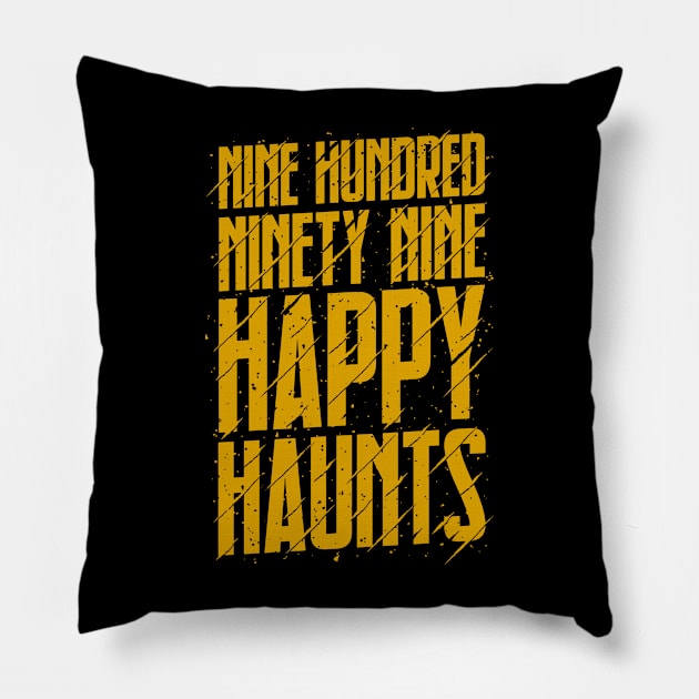 999 Happy Haunts Pillow by Oswaldland