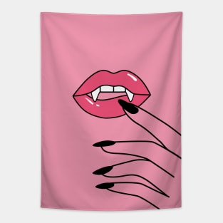 Lips art print, Vampire fangs, Vampire lips, Pop art print, Pink aesthetic, Minimalist poster, Indie Tapestry