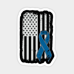 Colorectal Cancer Awareness Distressed American Us Flag Magnet