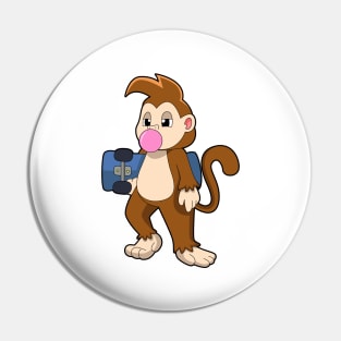 Monkey as Skater with Skateboard Pin