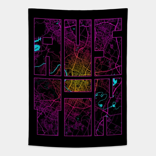 Austin, USA City Map Typography - Neon Tapestry by deMAP Studio