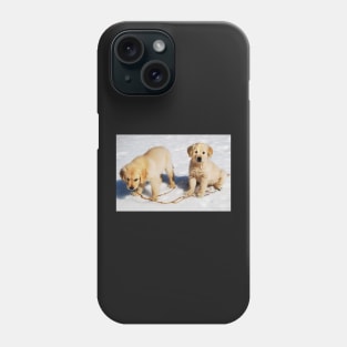 "Golden Retriever Puppies First Winter" Phone Case