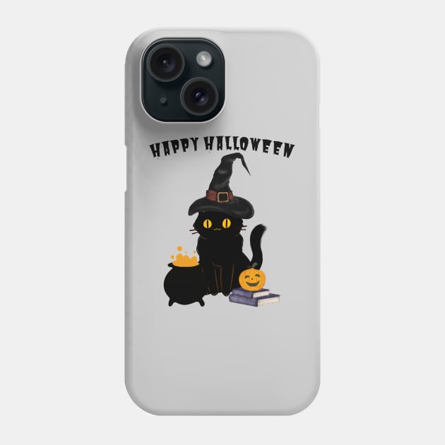 Happy Halloween Black Cat Phone Case by DMS DESIGN