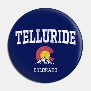 Telluride Colorado CO Vintage Athletic Mountains Pin