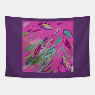 Watercolor Leaves in Pink Magenta Purple Teal Blue Green Tapestry