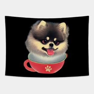 Lovely Pink Teacup Pomeranian Puppy National Dog Day with Cute Baby Teacup Pomeranian Tapestry